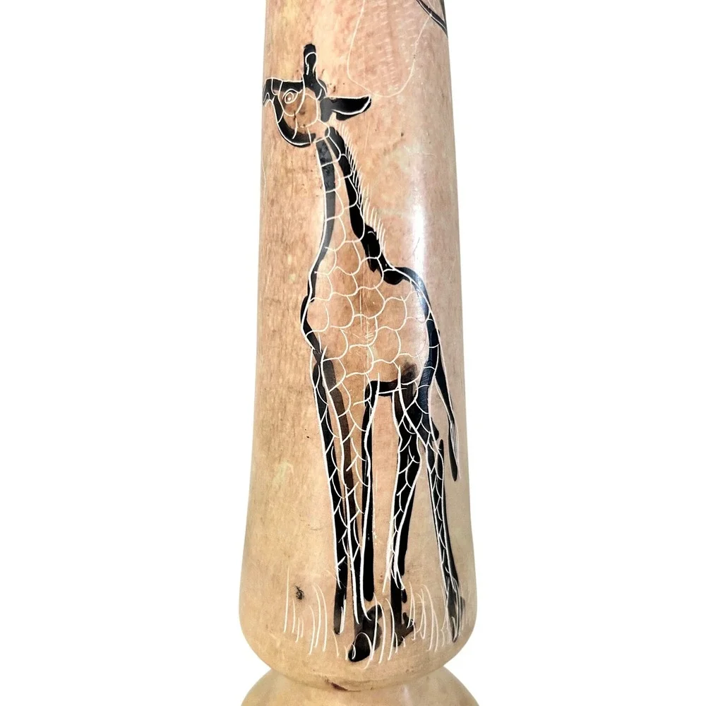 Vintage Hand Carved Soapstone Giraffe 8.5